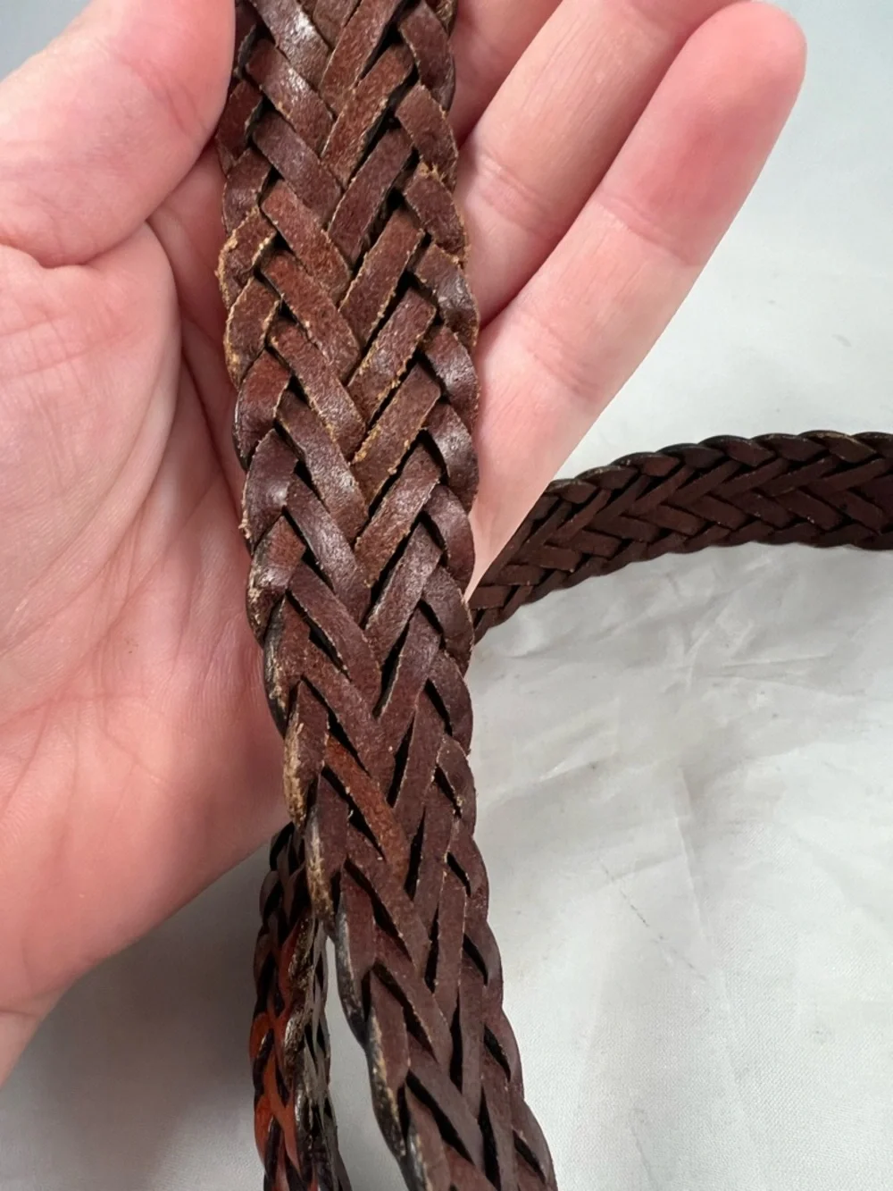 Vintage Coach Women's Braided Belt British Tan Leather Brass Buckle 32” 80 cm